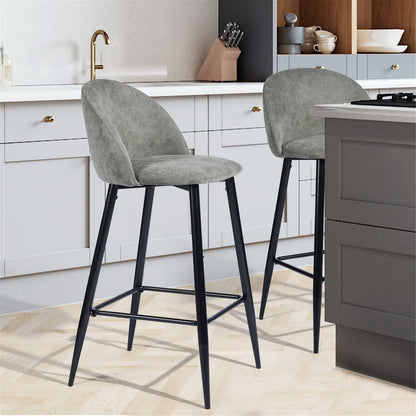 Set of Two 26" Gray And Black Steel Low Back Counter Height Bar Chairs HomeRoots