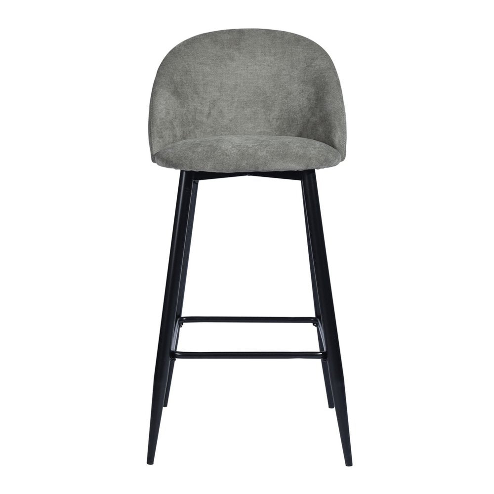Set of Two 26" Gray And Black Fabric And Steel Low Back Counter Height Bar Chairs HomeRoots