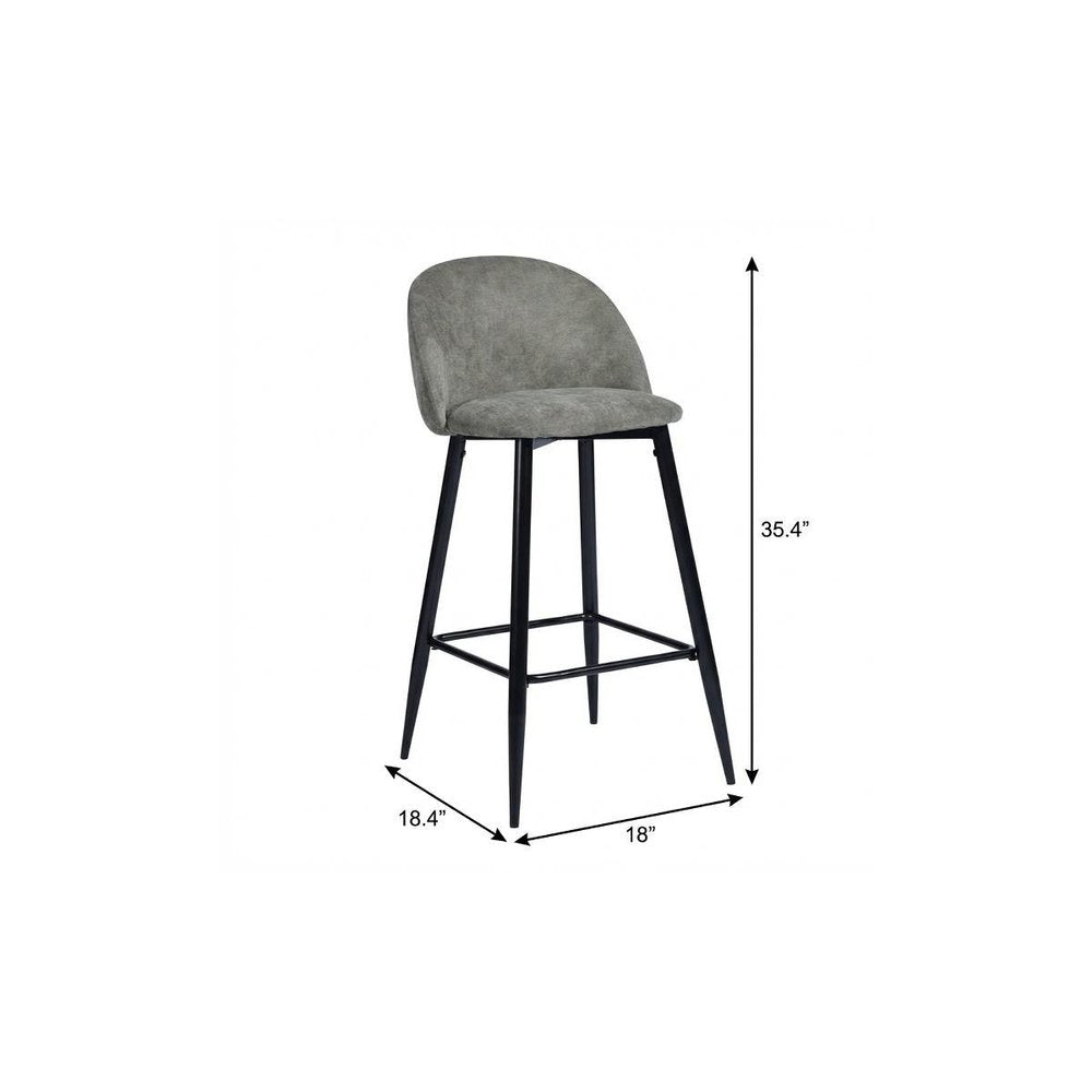 Set of Two 26" Gray And Black Fabric And Steel Low Back Counter Height Bar Chairs HomeRoots