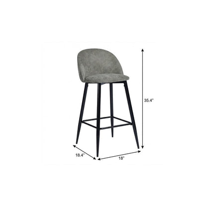 Set of Two 26" Gray And Black Fabric And Steel Low Back Counter Height Bar Chairs HomeRoots