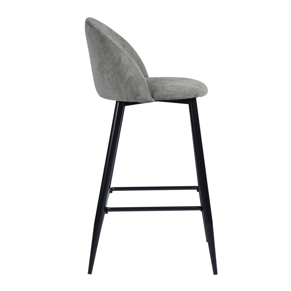 Set of Two 26" Gray And Black Fabric And Steel Low Back Counter Height Bar Chairs HomeRoots