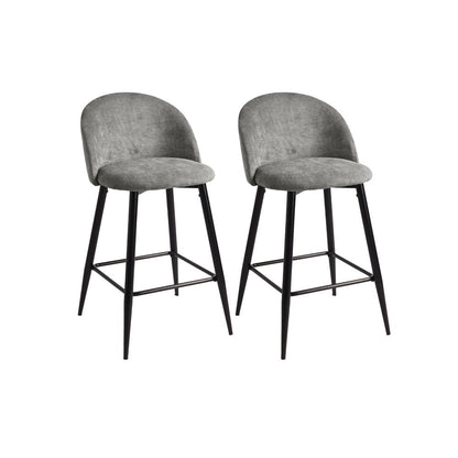 Set of Two 26" Gray And Black Fabric And Steel Low Back Counter Height Bar Chairs HomeRoots