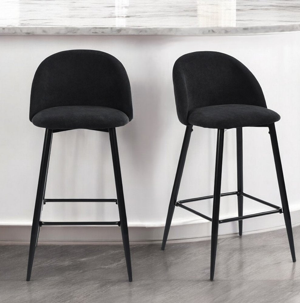 Set of Two 26" Blue And Black Steel Low Back Counter Height Bar Chairs HomeRoots