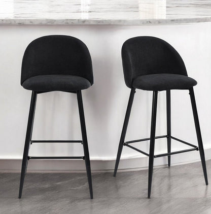 Set of Two 26" Blue And Black Steel Low Back Counter Height Bar Chairs HomeRoots