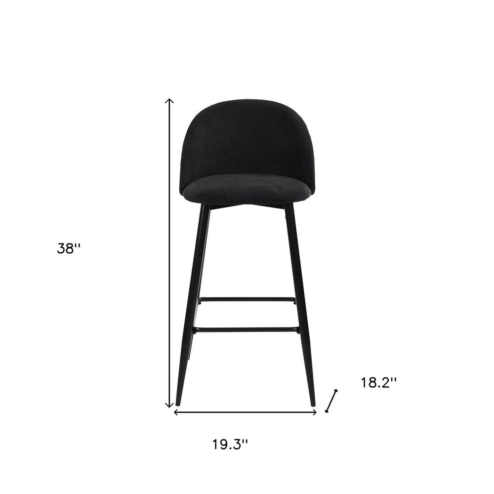 Set of Two 26" Blue And Black Fabric And Steel Low Back Counter Height Bar Chairs HomeRoots