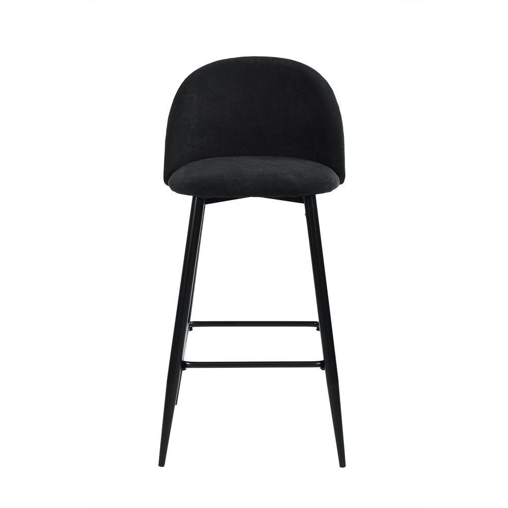 Set of Two 26" Blue And Black Fabric And Steel Low Back Counter Height Bar Chairs HomeRoots