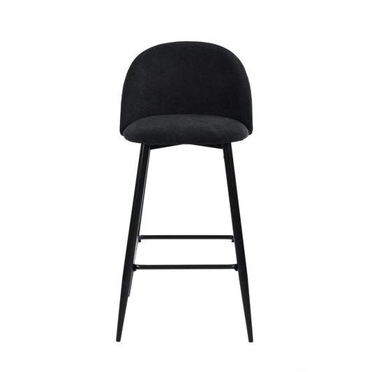 Set of Two 26" Blue And Black Fabric And Steel Low Back Counter Height Bar Chairs HomeRoots