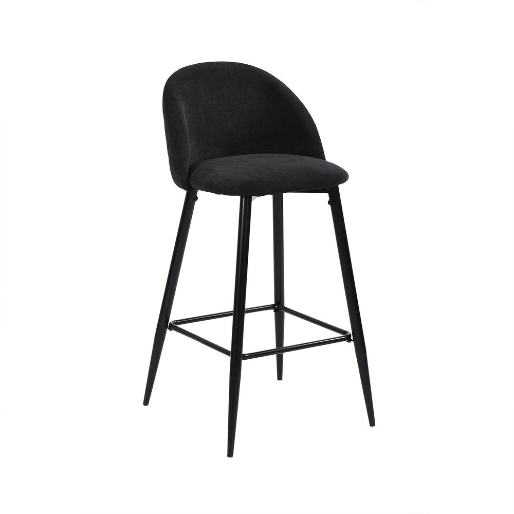 Set of Two 26" Blue And Black Fabric And Steel Low Back Counter Height Bar Chairs HomeRoots
