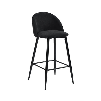 Set of Two 26" Blue And Black Fabric And Steel Low Back Counter Height Bar Chairs HomeRoots