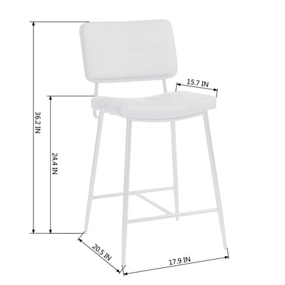 Set of Two 27" Brown And Black Faux Leather And Steel Low Back Counter Height Bar Chairs HomeRoots