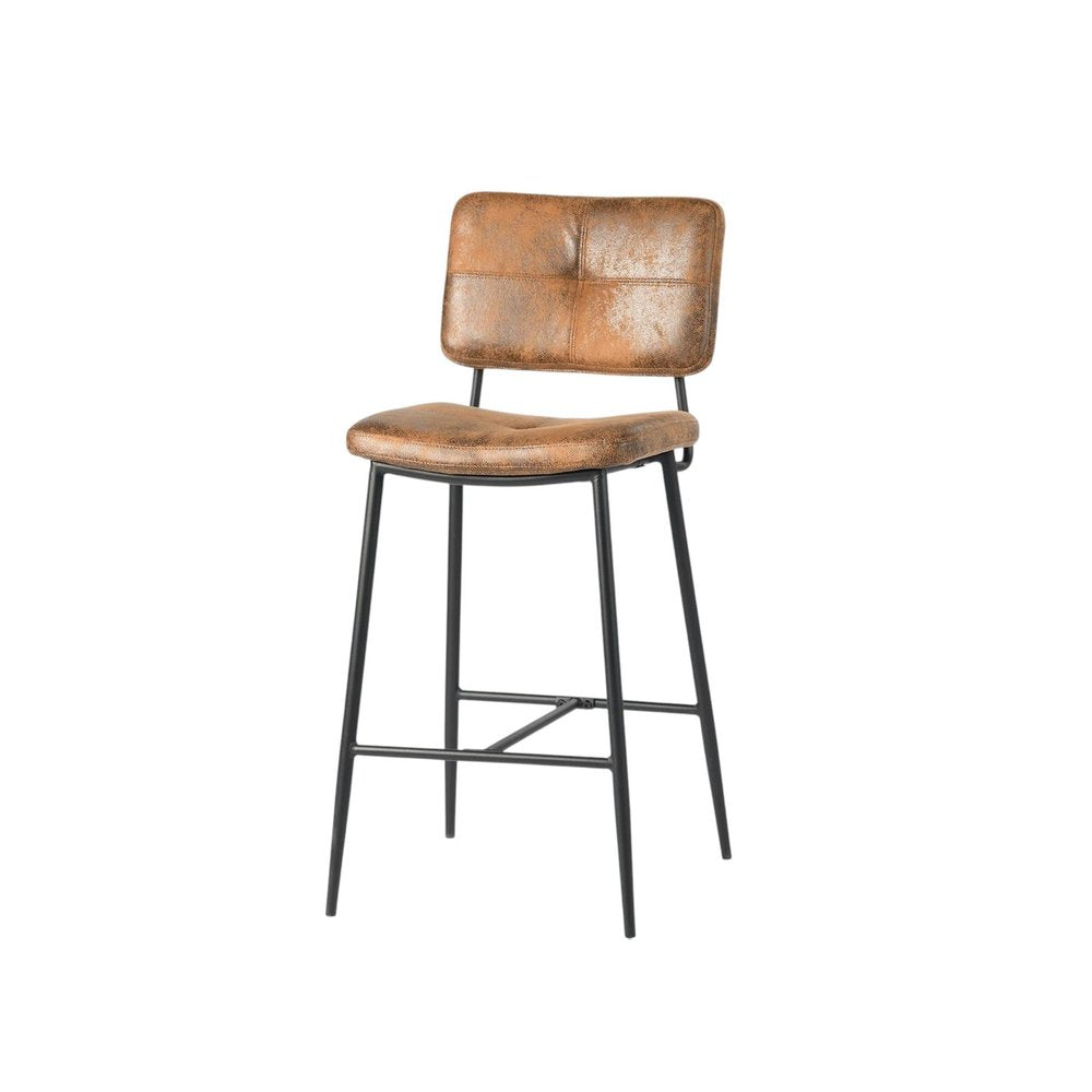Set of Two 27" Brown And Black Steel Low Back Counter Height Bar Chairs HomeRoots