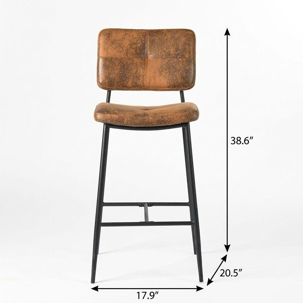 Set of Two 27" Brown And Black Faux Leather And Steel Low Back Counter Height Bar Chairs HomeRoots
