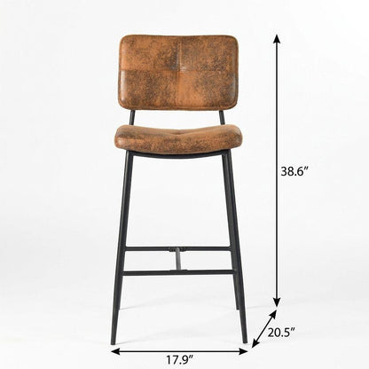 Set of Two 27" Brown And Black Faux Leather And Steel Low Back Counter Height Bar Chairs HomeRoots