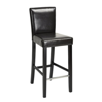 Set of Two 28" Brown And Black Faux Leather And Faux Leather And Steel Bar Height Bar Chairs HomeRoots