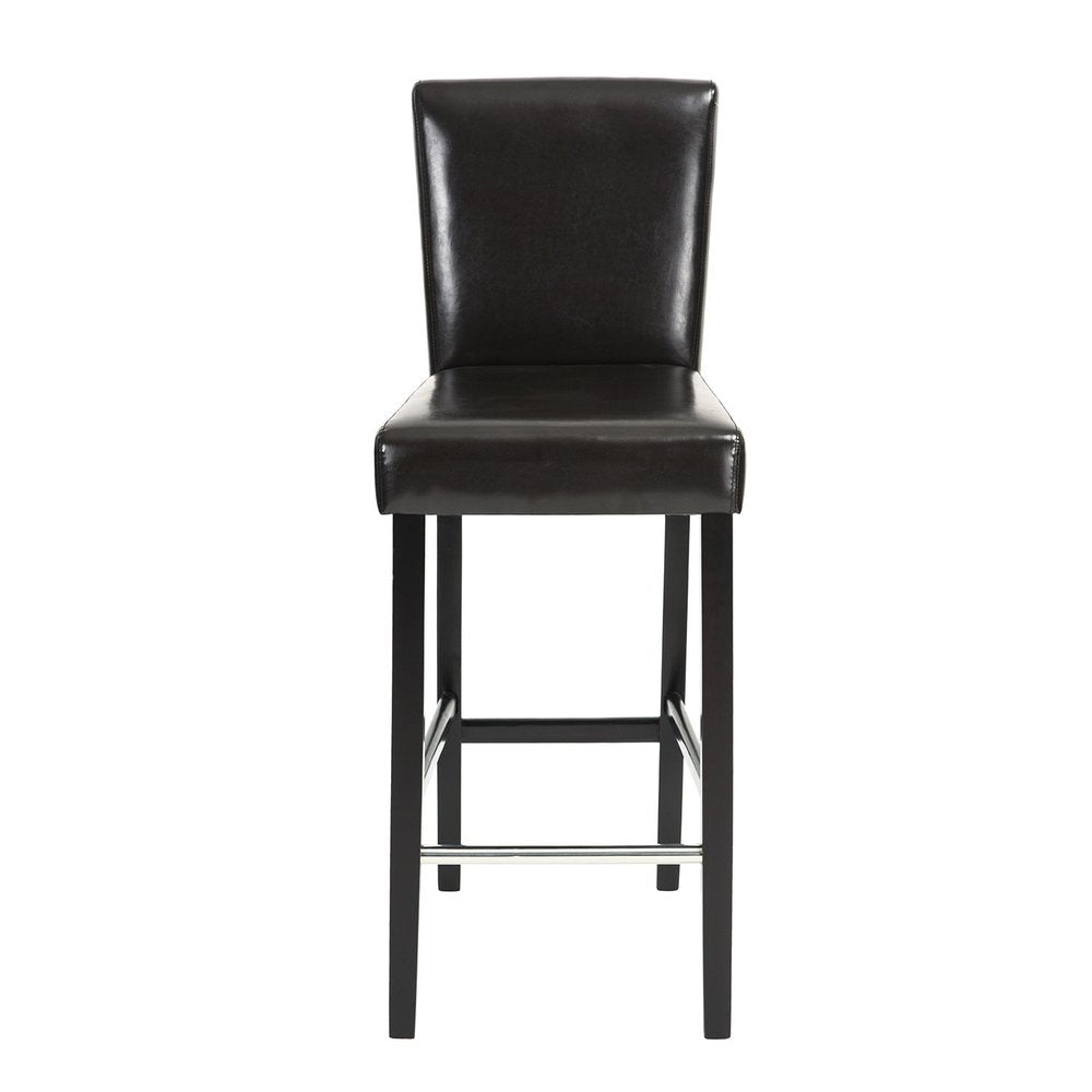 Set of Two 28" Brown And Black Faux Leather And Faux Leather And Steel Bar Height Bar Chairs HomeRoots