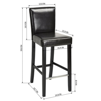 Set of Two 28" Brown And Black Faux Leather And Faux Leather And Steel Bar Height Bar Chairs HomeRoots