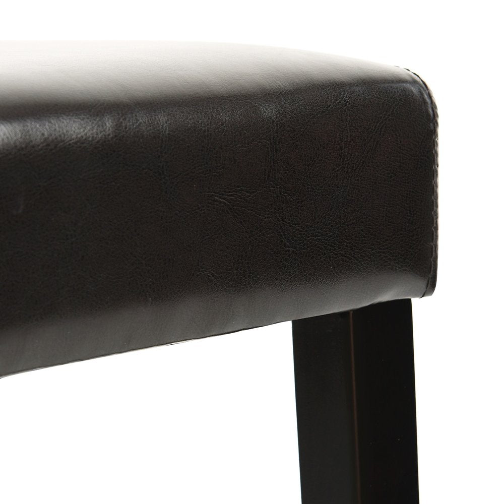 Set of Two 28" Brown And Black Faux Leather And Faux Leather And Steel Bar Height Bar Chairs HomeRoots
