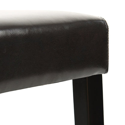 Set of Two 28" Brown And Black Faux Leather And Faux Leather And Steel Bar Height Bar Chairs HomeRoots