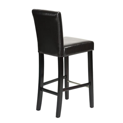 Set of Two 28" Brown And Black Faux Leather And Faux Leather And Steel Bar Height Bar Chairs HomeRoots