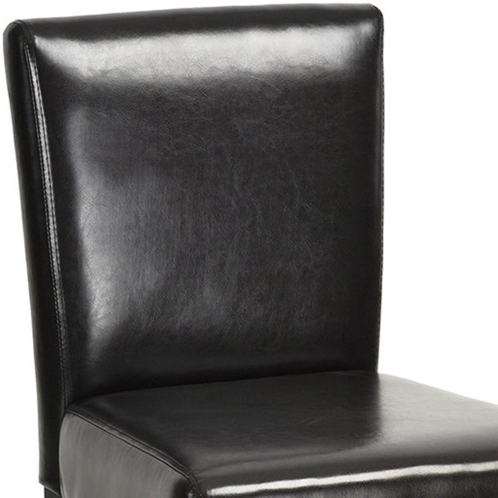 Set of Two 28" Brown And Black Faux Leather And Faux Leather And Steel Bar Height Bar Chairs HomeRoots