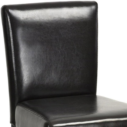 Set of Two 28" Brown And Black Faux Leather And Faux Leather And Steel Bar Height Bar Chairs HomeRoots