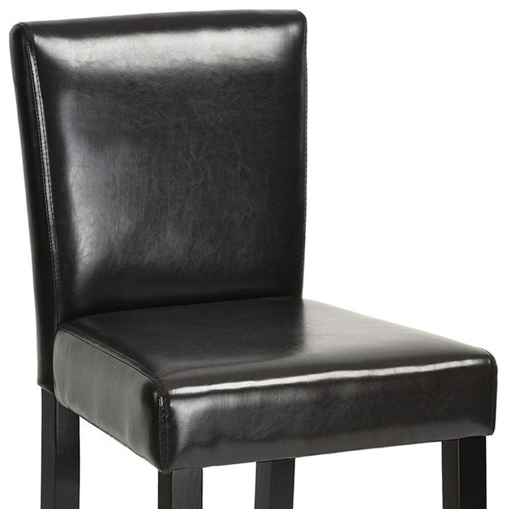 Set of Two 28" Brown And Black Faux Leather And Faux Leather And Steel Bar Height Bar Chairs HomeRoots