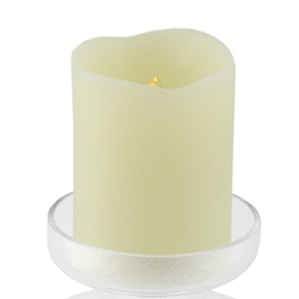 8" Clear Glass Centerpiece Pillar Candle Holder With Candle HomeRoots