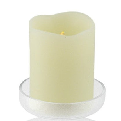 8" Clear Glass Centerpiece Pillar Candle Holder With Candle HomeRoots