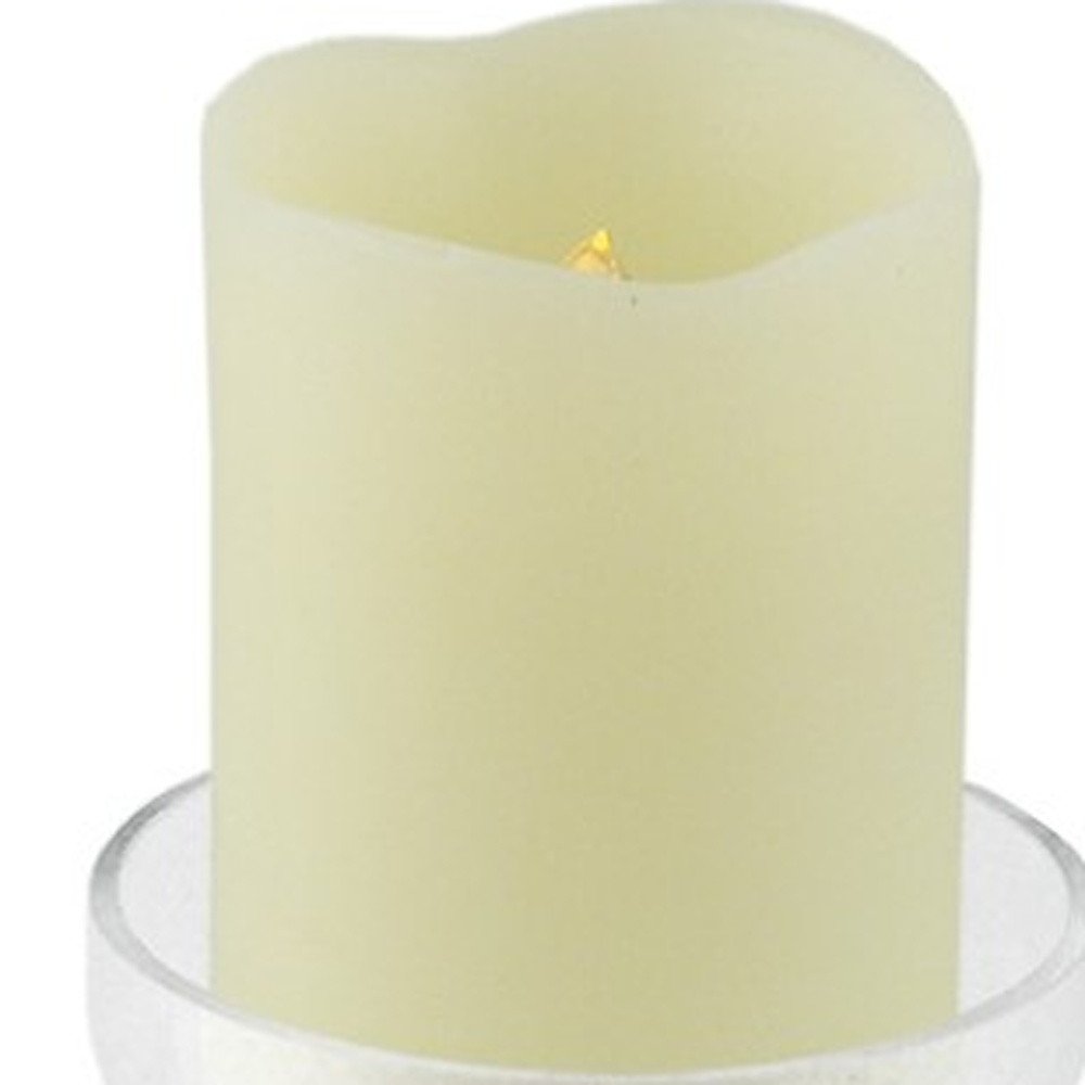 8" Clear Glass Centerpiece Pillar Candle Holder With Candle HomeRoots