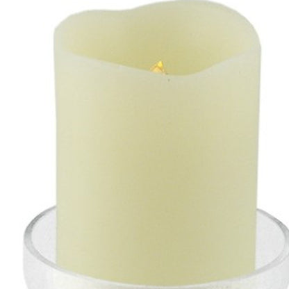 8" Clear Glass Centerpiece Pillar Candle Holder With Candle HomeRoots