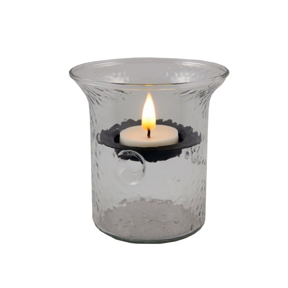 4" Clear Glass Tabletop Hurricane Candle Holder With Candle — view 1