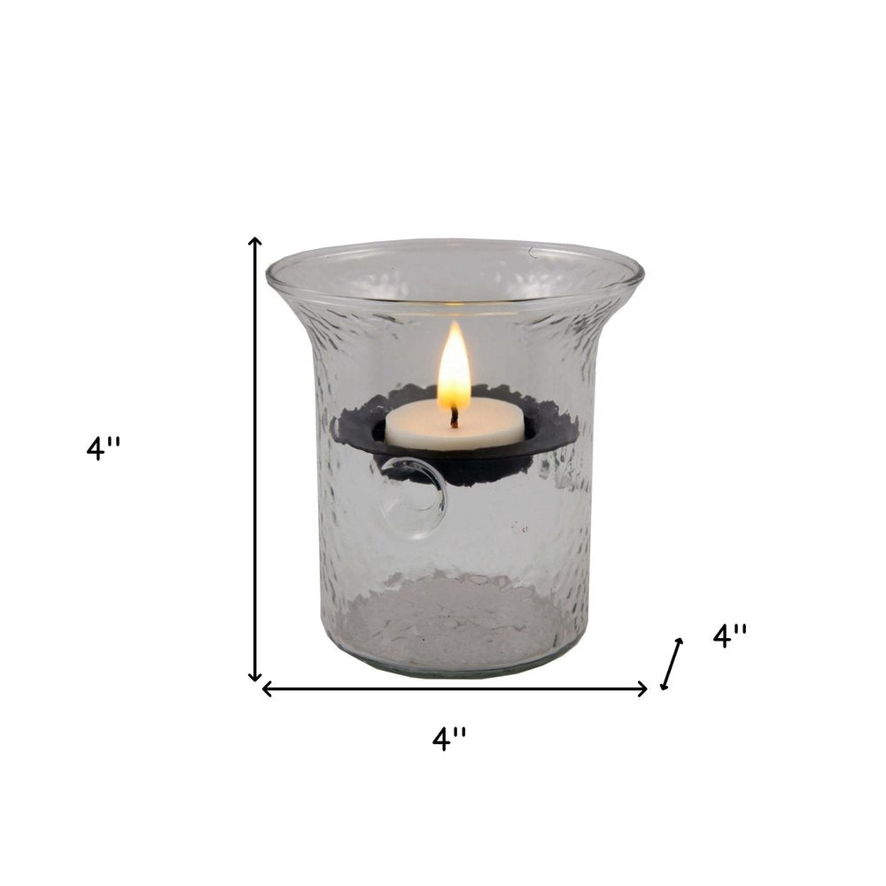 4" Clear Glass Tabletop Hurricane Candle Holder With Candle HomeRoots