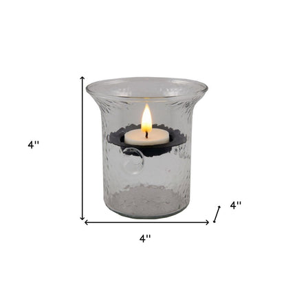 4" Clear Glass Tabletop Hurricane Candle Holder With Candle HomeRoots