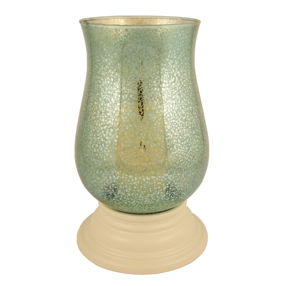 14" Green Glass Centerpiece Hurricane Candle Holder With Candle HomeRoots