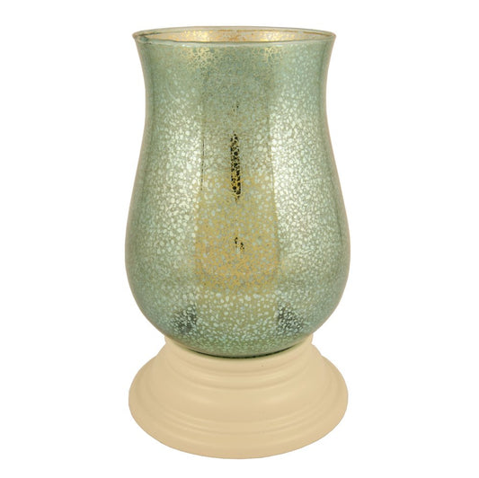 14" Green Glass Centerpiece Hurricane Candle Holder With Candle HomeRoots