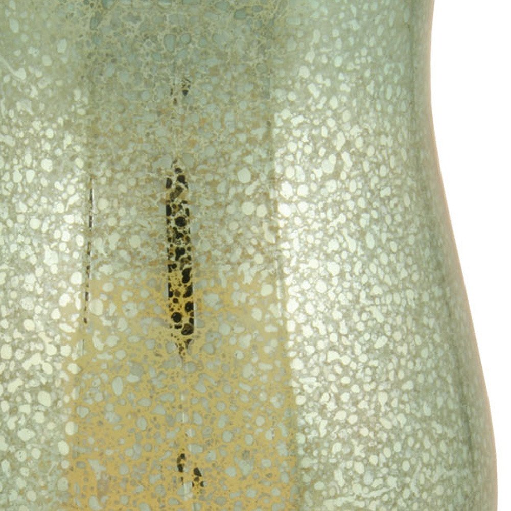 14" Green Glass Centerpiece Hurricane Candle Holder With Candle HomeRoots