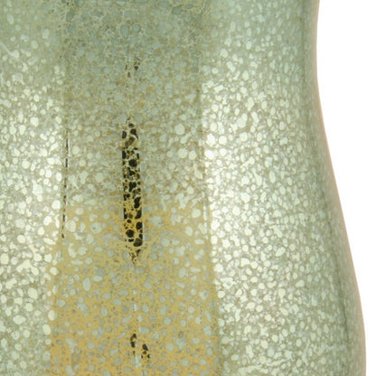 14" Green Glass Centerpiece Hurricane Candle Holder With Candle HomeRoots