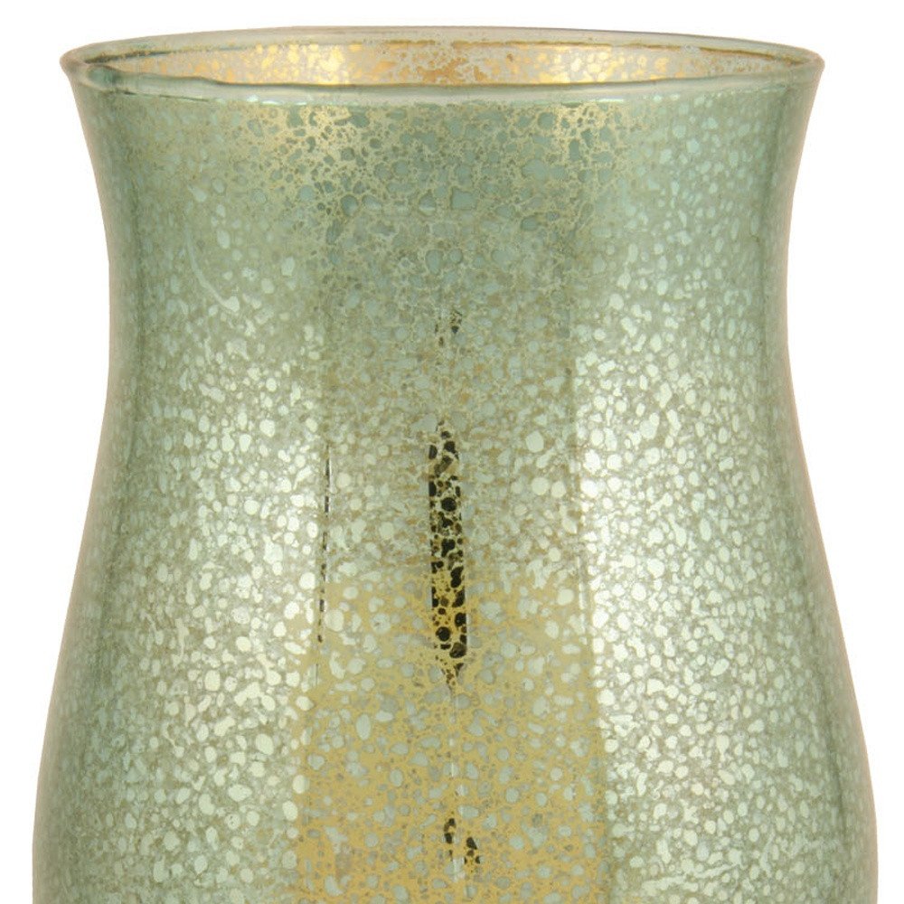 14" Green Glass Centerpiece Hurricane Candle Holder With Candle HomeRoots