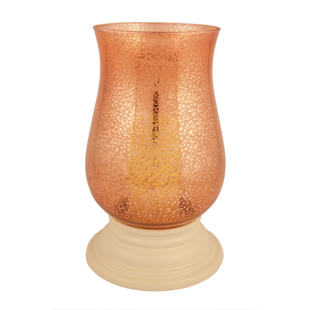 14" Coral Glass Centerpiece Hurricane Candle Holder With Candle HomeRoots