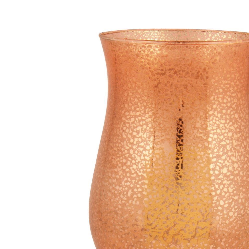 14" Coral Glass Centerpiece Hurricane Candle Holder With Candle — view 3