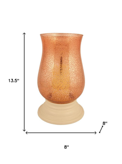 14" Coral Glass Centerpiece Hurricane Candle Holder With Candle HomeRoots