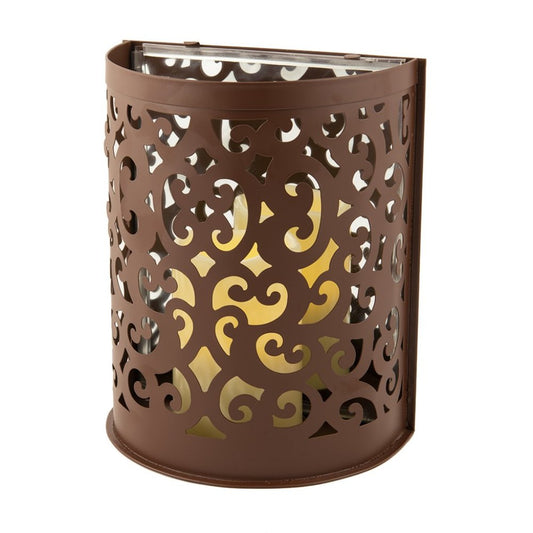 9" Brown Floral Iron Wall Sconce Candle Holder With Candle HomeRoots