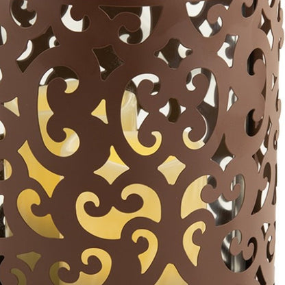 9" Brown Floral Iron Wall Sconce Candle Holder With Candle HomeRoots