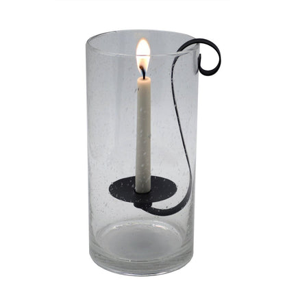 12" Light Gray Glass Centerpiece Taper Candle Holder With Candle HomeRoots