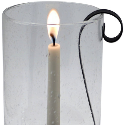 12" Light Gray Glass Centerpiece Taper Candle Holder With Candle HomeRoots