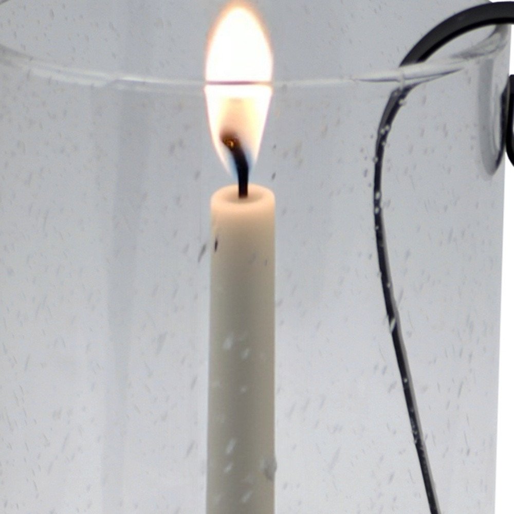 12" Light Gray Glass Centerpiece Taper Candle Holder With Candle HomeRoots