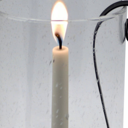 12" Light Gray Glass Centerpiece Taper Candle Holder With Candle HomeRoots