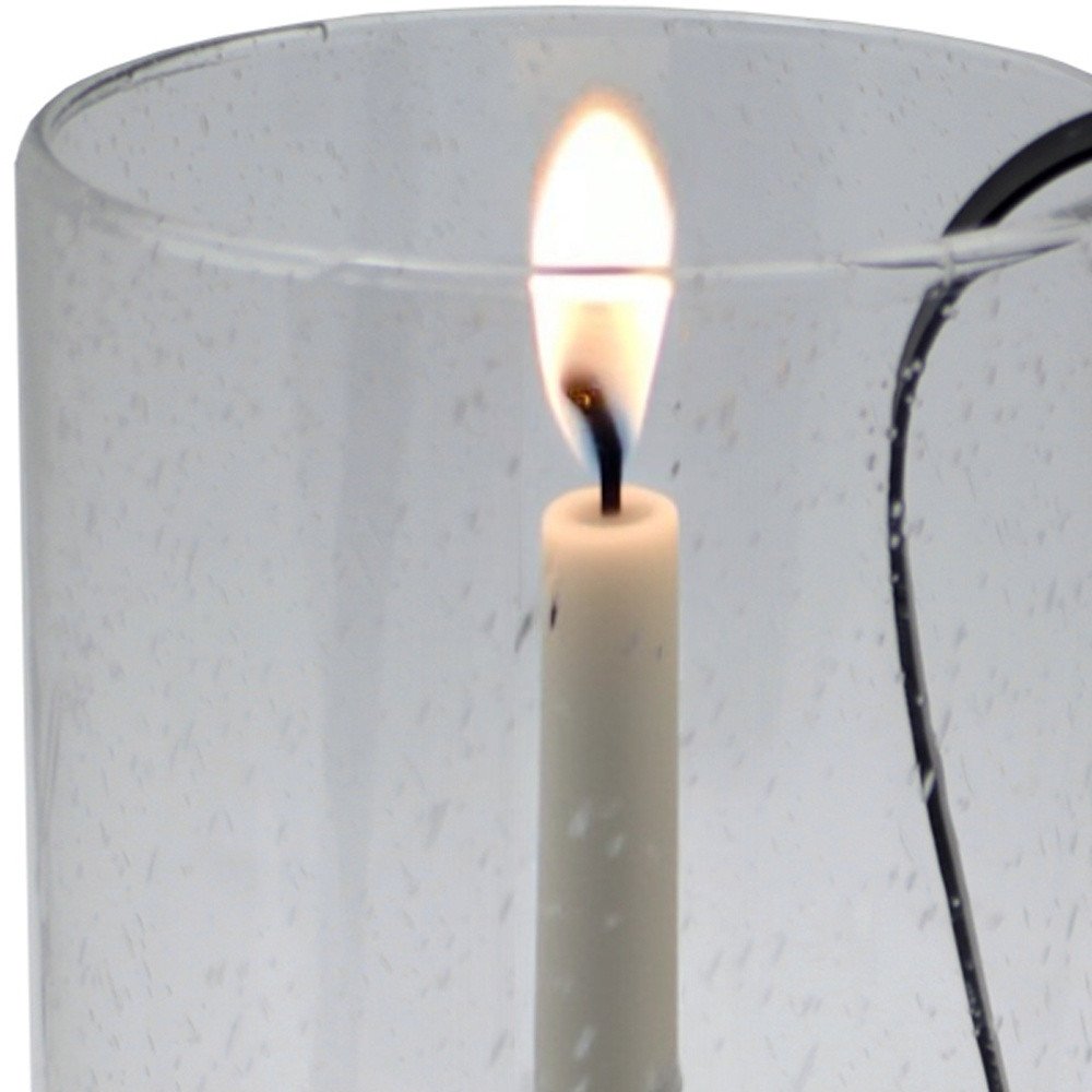 12" Light Gray Glass Centerpiece Taper Candle Holder With Candle HomeRoots