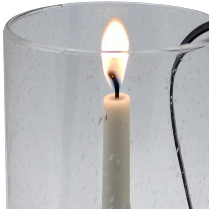 12" Light Gray Glass Centerpiece Taper Candle Holder With Candle HomeRoots