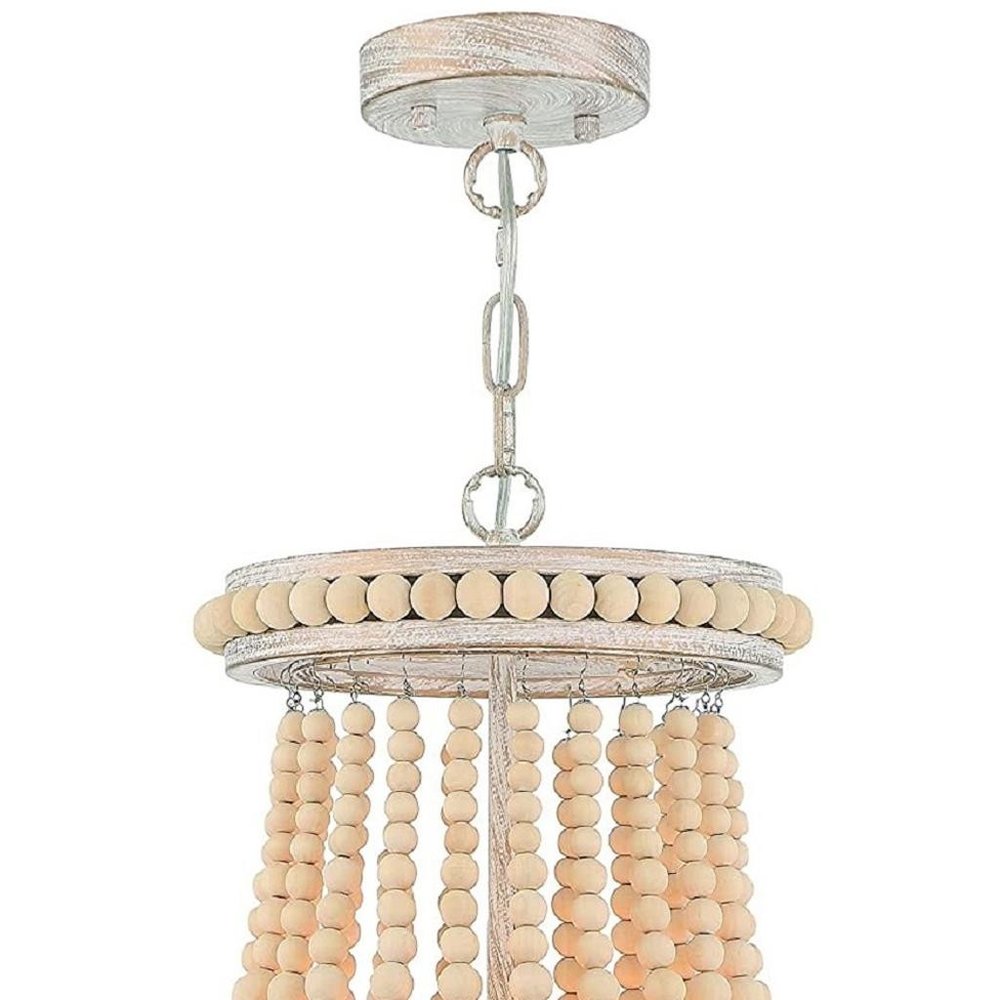Natural And White Candle Style Three Light Metal Dimmable Chandelier — view 11